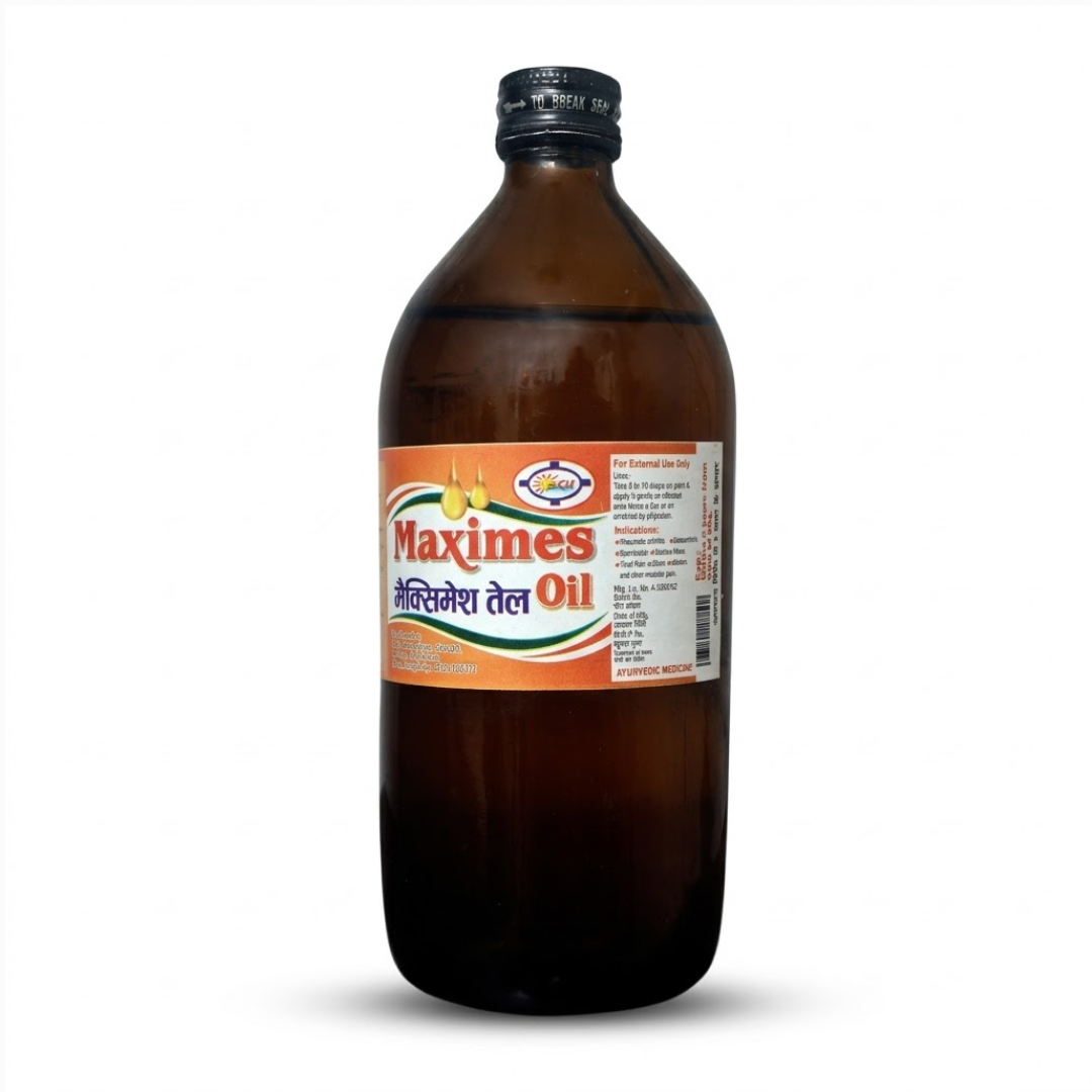 Maximes Oil 450ml back label ingredients and usage instructions SGI Medicals Maximes Oil 450ml back label ingredients and usage instructions SGI Medicals